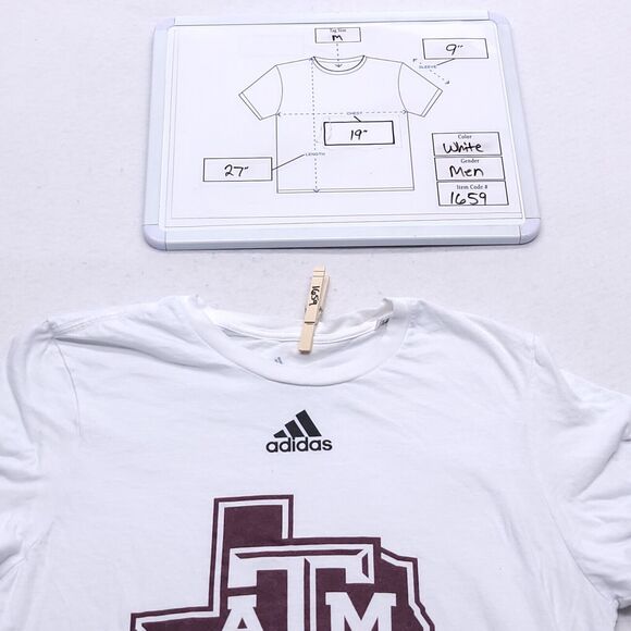 Adidas Amplifier Tee Texas A&M Pullover Casual Graphic T-Shirt Mens Size M White - Picture 9 of 9